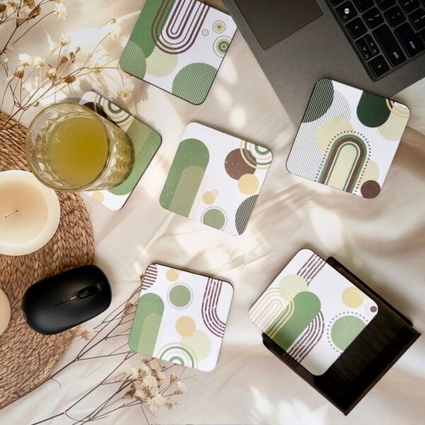 Rounded Square Abstract MDF Coaster | Soft Pastel Patterns | Home & Decor - Image 5
