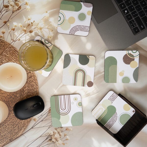 Rounded Square Abstract MDF Coaster | Soft Pastel Patterns | Home & Decor - Image 6
