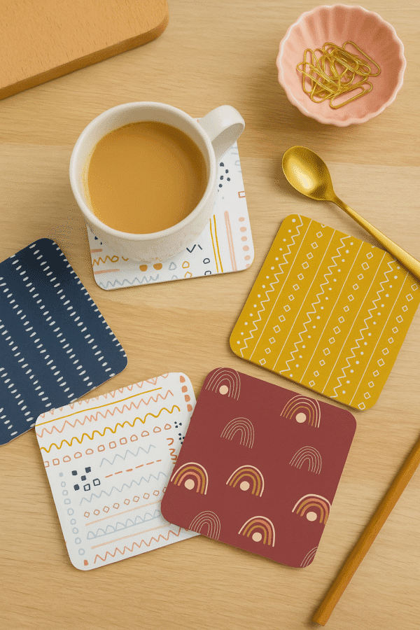 Rounded Square Abstract MDF Coaster | Handmade Patterns | Home & Decor - Image 3