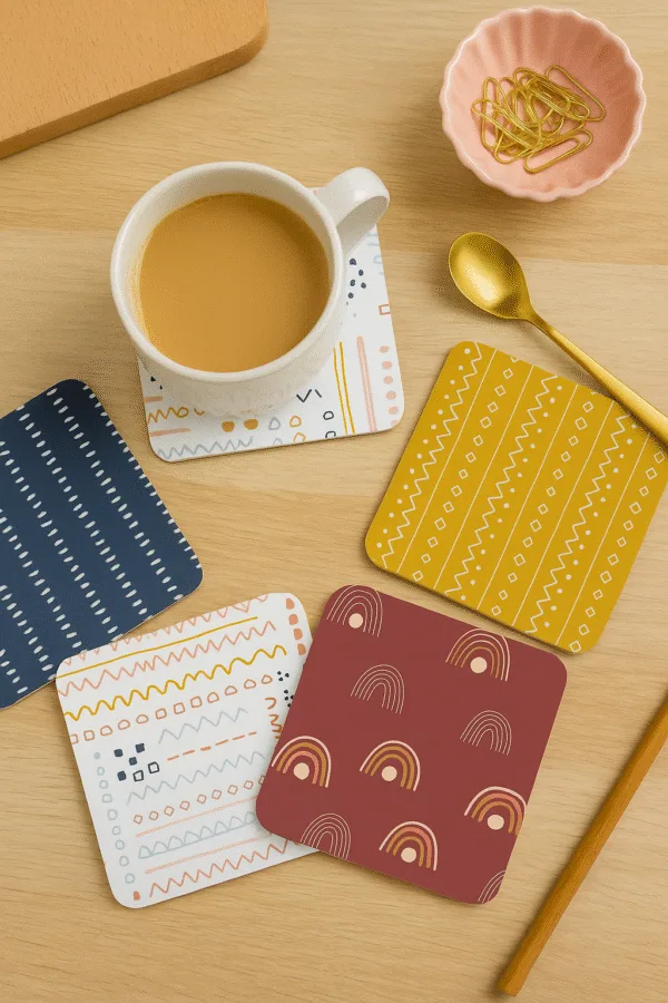 Rounded Square Abstract MDF Coaster | Handmade Patterns | Home & Decor - Image 3