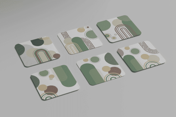 Rounded Square Abstract MDF Coaster | Soft Pastel Patterns | Home & Decor - Image 5