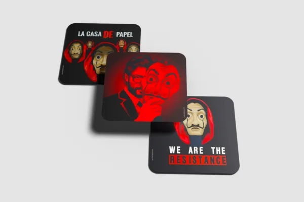 Rounded Square Abstract MDF Coaster | Money Heist | Home & Decor