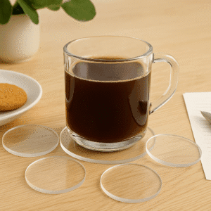 4" Clear Round Acrylic Coasters - 4mm | Best for Home/Living Room/Kitchen/Office | Alcohol Ink | Resin & Fluid Art | DIY| Circle | Coasters Set | Interior Home Decor (Clear, 6)