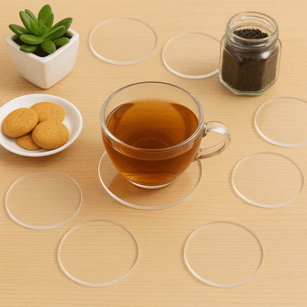 4" Clear Round Acrylic Coasters - 4mm | Best for Home/Living Room/Kitchen/Office | Alcohol Ink | Resin & Fluid Art | DIY| Circle | Coasters Set | Interior Home Decor (Clear, 6) - Image 9