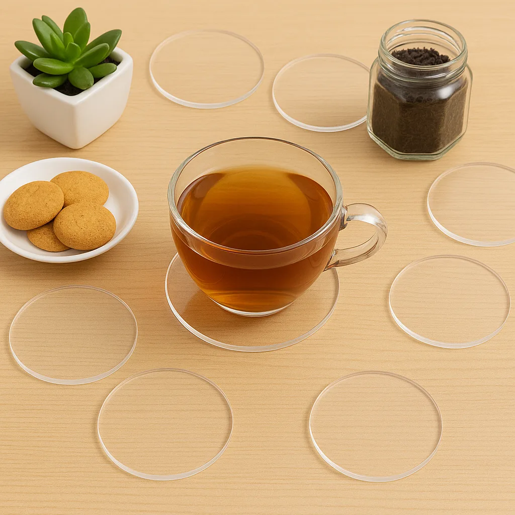 4" Clear Round Acrylic Coasters - 4mm | Best for Home/Living Room/Kitchen/Office | Alcohol Ink | Resin & Fluid Art | DIY| Circle | Coasters Set | Interior Home Decor (Clear, 6) - Image 8