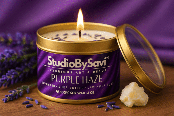 English Lavender - Purple Haze  Handmade Soy Wax Scented Candle | Home Decor | Relaxation | Premium Gifting |  20 Hour Long Burning - Image 4