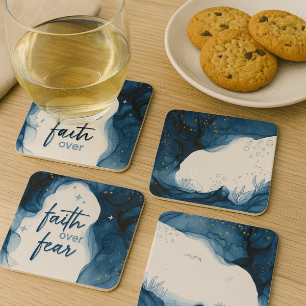 Rounded Square Abstract MDF Coaster | Faith Over Fear | Home & Decor - Image 5
