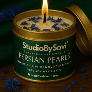 Jasmine- Persian Pearls - Handmade Soy Wax Scented Candle | Home Decor | Relaxation | Premium Gifting |  20 Hour Long Burning