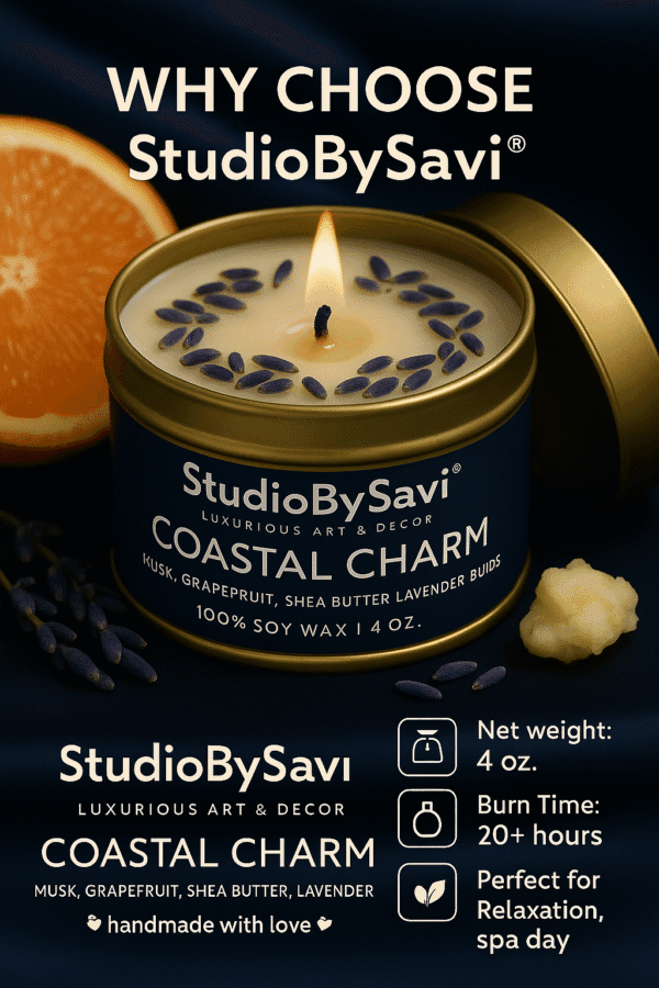 Sea Breeze - Coastal Charm  - Handcrafted Soy Wax Scented Candle | Home Decor | Relaxation | Premium Gifting |  20 Hour Long Burning - Image 7