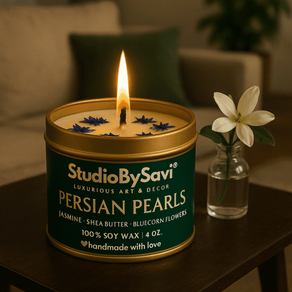 Jasmine- Persian Pearls - Handmade Soy Wax Scented Candle | Home Decor | Relaxation | Premium Gifting |  20 Hour Long Burning - Image 6