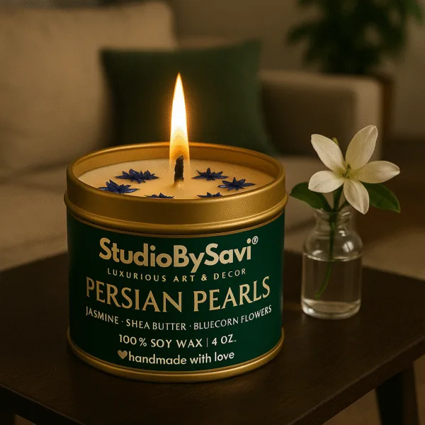 Jasmine- Persian Pearls - Handmade Soy Wax Scented Candle | Home Decor | Relaxation | Premium Gifting |  20 Hour Long Burning - Image 6