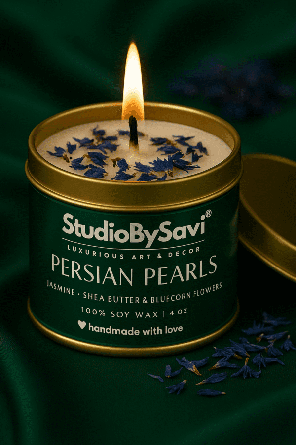 Jasmine- Persian Pearls - Handmade Soy Wax Scented Candle | Home Decor | Relaxation | Premium Gifting |  20 Hour Long Burning - Image 5