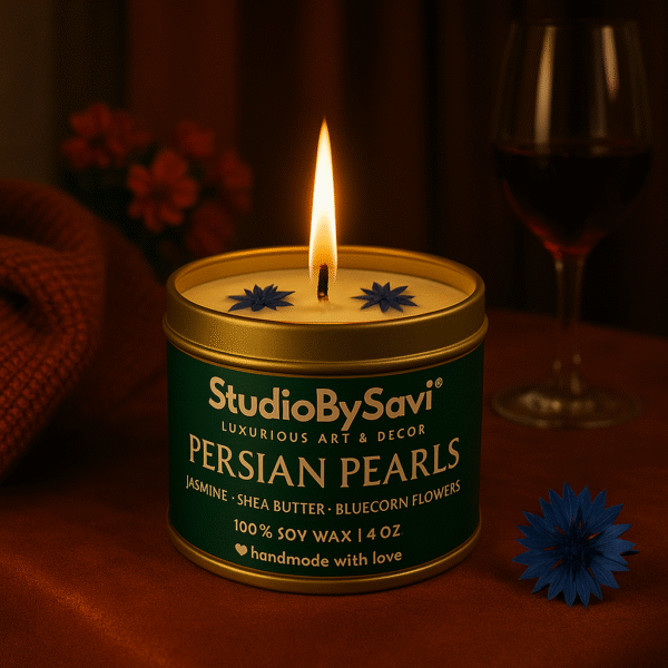 Jasmine- Persian Pearls - Handmade Soy Wax Scented Candle | Home Decor | Relaxation | Premium Gifting |  20 Hour Long Burning - Image 4