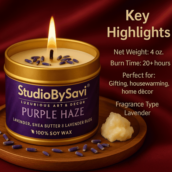 English Lavender - Purple Haze  Handmade Soy Wax Scented Candle | Home Decor | Relaxation | Premium Gifting |  20 Hour Long Burning - Image 14