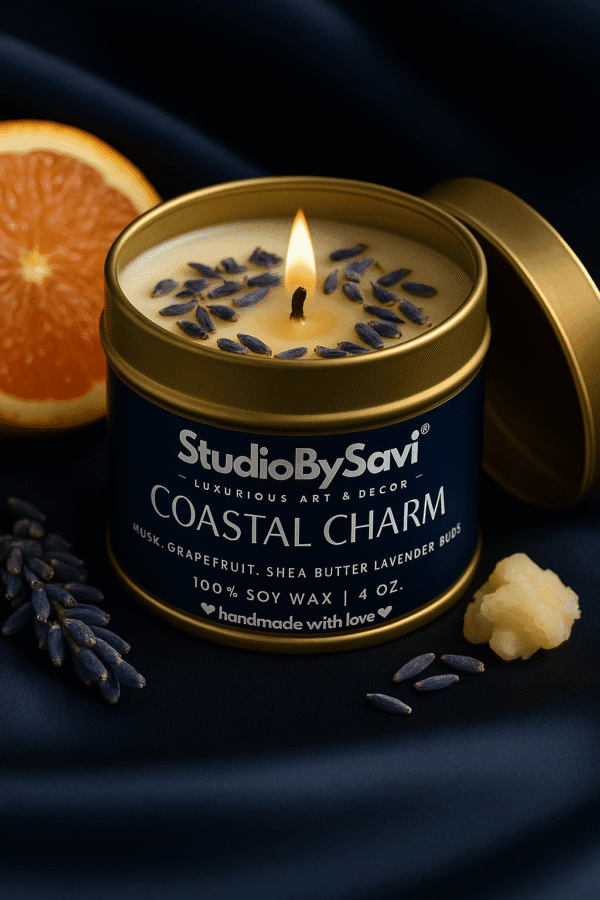 Sea Breeze - Coastal Charm  - Handcrafted Soy Wax Scented Candle | Home Decor | Relaxation | Premium Gifting |  20 Hour Long Burning - Image 3