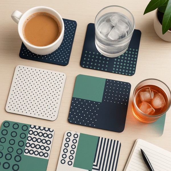 Rounded Square Abstract MDF Coaster | Geometrical Patterns | Home & Decor