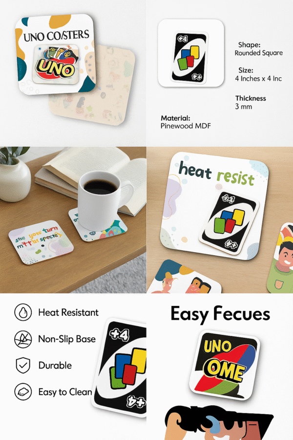 Rounded Square Abstract MDF Coaster | Uno | Home & Decor - Image 4