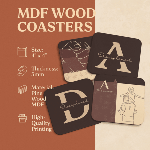 Rounded Square Abstract MDF Coaster | DAD | Home & Decor - Image 11