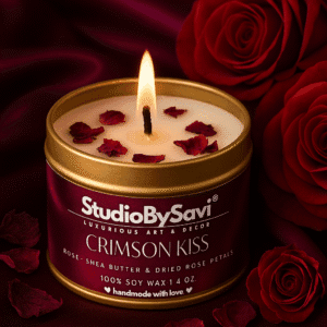 Rose - Crimson Kiss - Handmade Soy Wax Scented Candle | Home Decor | Relaxation | Premium Gifting |  20 Hour Long Burning