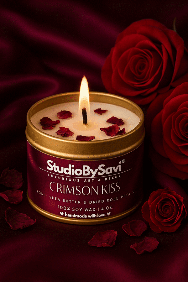 Rose - Crimson Kiss - Handmade Soy Wax Scented Candle | Home Decor | Relaxation | Premium Gifting |  20 Hour Long Burning