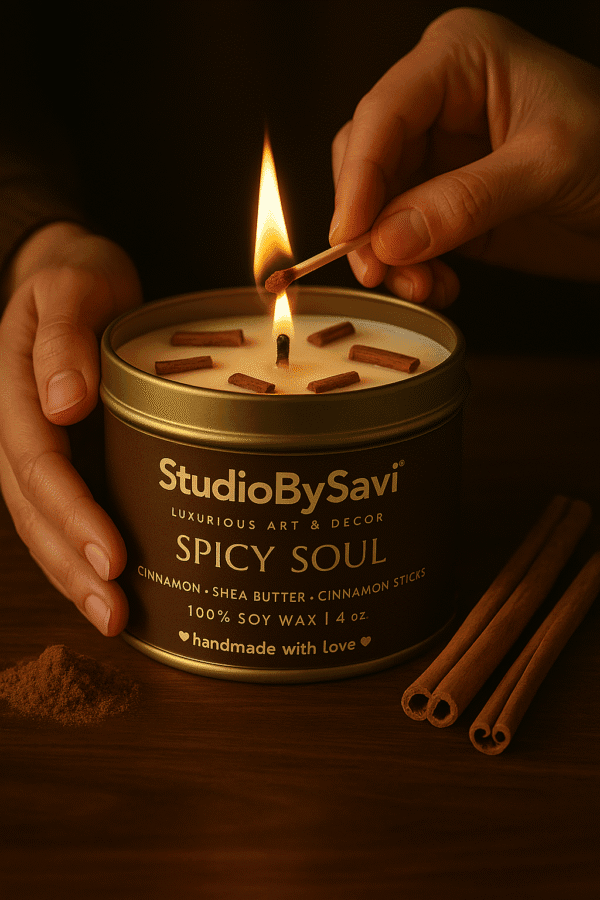 Cinnamon Spicy Soul - Handcrafted Soy Wax Scented Candle | Home Decor | Relaxation | Premium Gifting |  20 Hour Long Burning - Image 14