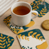 Rounded Square Abstract MDF Coaster | Boho Floral Design  | Home & Decor