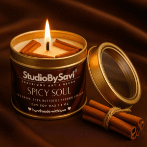 Cinnamon Spicy Soul - Handcrafted Soy Wax Scented Candle | Home Decor | Relaxation | Premium Gifting |  20 Hour Long Burning