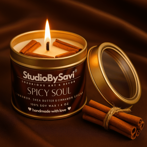 Cinnamon Spicy Soul - Handcrafted Soy Wax Scented Candle | Home Decor | Relaxation | Premium Gifting |  20 Hour Long Burning