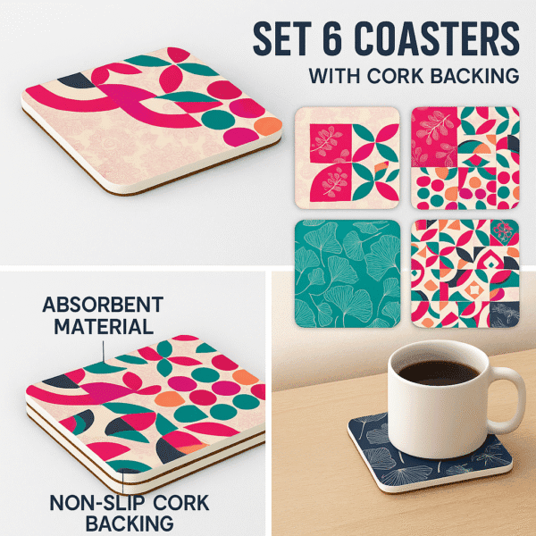 Rounded Square Abstract MDF Coaster | Heritage | Home & Decor - Image 2