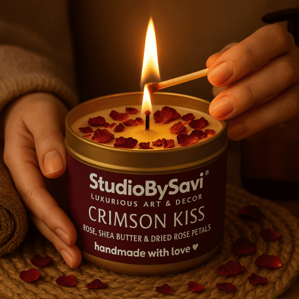 Rose - Crimson Kiss - Handmade Soy Wax Scented Candle | Home Decor | Relaxation | Premium Gifting |  20 Hour Long Burning - Image 8