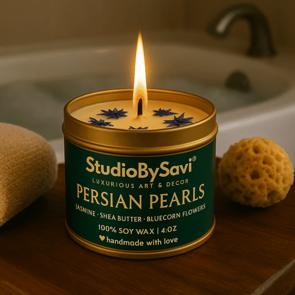 Jasmine- Persian Pearls - Handmade Soy Wax Scented Candle | Home Decor | Relaxation | Premium Gifting |  20 Hour Long Burning - Image 9