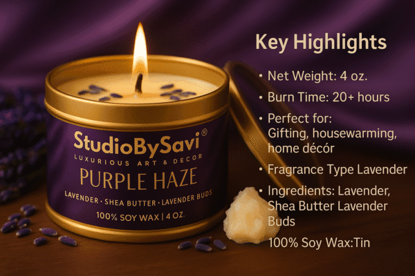 English Lavender - Purple Haze  Handmade Soy Wax Scented Candle | Home Decor | Relaxation | Premium Gifting |  20 Hour Long Burning - Image 10