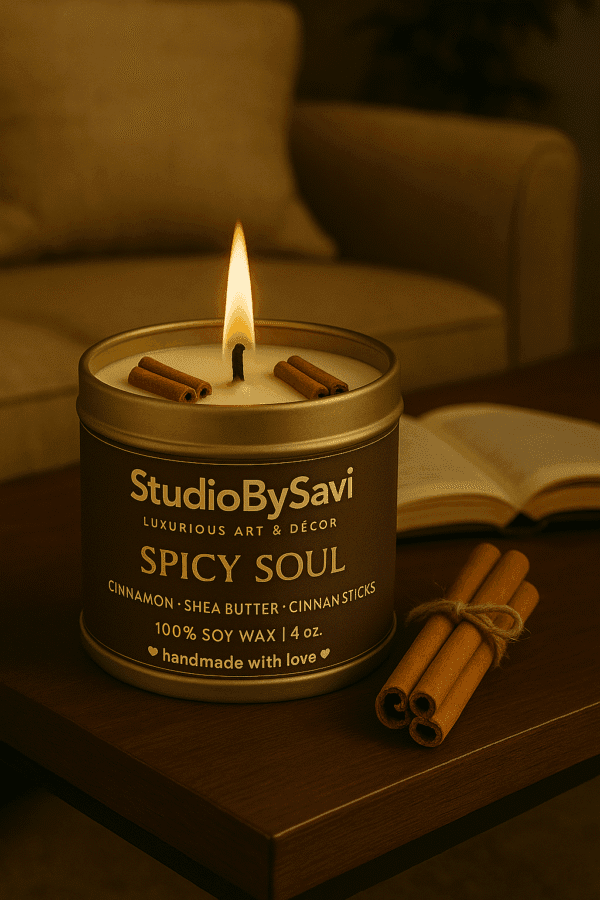 Cinnamon Spicy Soul - Handcrafted Soy Wax Scented Candle | Home Decor | Relaxation | Premium Gifting |  20 Hour Long Burning - Image 10