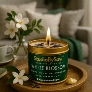 Mogra - White Blossom - Handmade Soy Wax Scented Candle | Home Decor | Relaxation | Premium Gifting |  20 Hour Long Burning