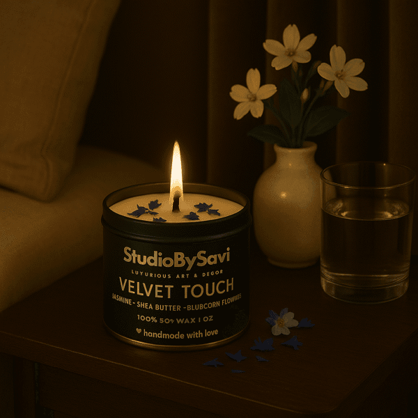 Vanilla- Velvet Touch - Handcrafted Soy Wax Scented Candle | Home Decor | Relaxation | Premium Gifting |  20 Hour Long Burning - Image 4