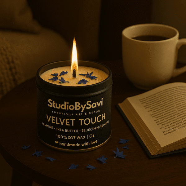 Vanilla- Velvet Touch - Handcrafted Soy Wax Scented Candle | Home Decor | Relaxation | Premium Gifting |  20 Hour Long Burning - Image 3