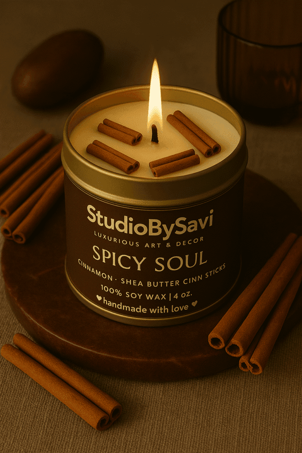 Cinnamon Spicy Soul - Handcrafted Soy Wax Scented Candle | Home Decor | Relaxation | Premium Gifting |  20 Hour Long Burning - Image 7