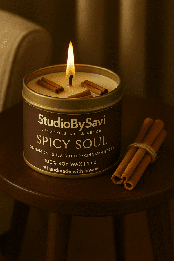 Cinnamon Spicy Soul - Handcrafted Soy Wax Scented Candle | Home Decor | Relaxation | Premium Gifting |  20 Hour Long Burning - Image 4