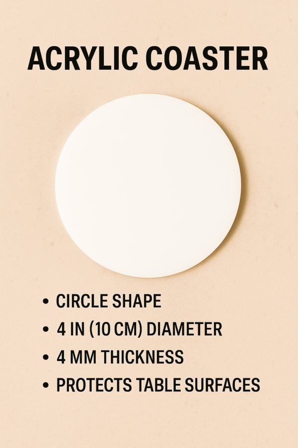 4" White Circle Coasters - 4mm | Best for Home/Living Room/Kitchen/Office | Alcohol Ink | Resin & Fluid Art | DIY| Circle | Coasters Set | Interior Home Decor (White, 6) - Image 2