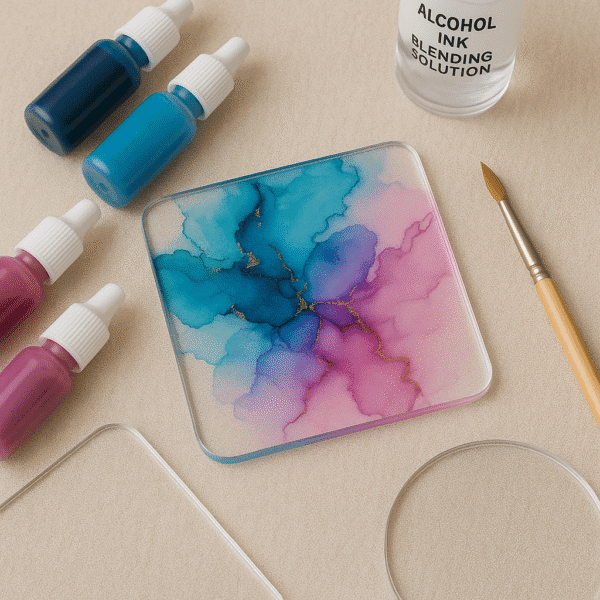 4" Clear Rounded Square Acrylic Coasters - 4mm | Best for Home/Living Room/Kitchen/Office | Alcohol Ink | Resin & Fluid Art | DIY| Circle | Coasters Set | Interior Home Decor (Clear, 6) - Image 3