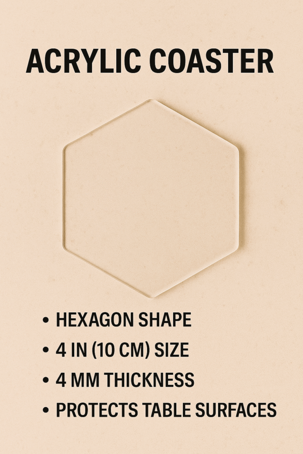 4" Clear Hexagon Coasters - 4mm | Best for Home/Living Room/Kitchen/Office | Alcohol Ink | Resin & Fluid Art | DIY| Circle | Coasters Set | Interior Home Decor (Clear, 6) - Image 6